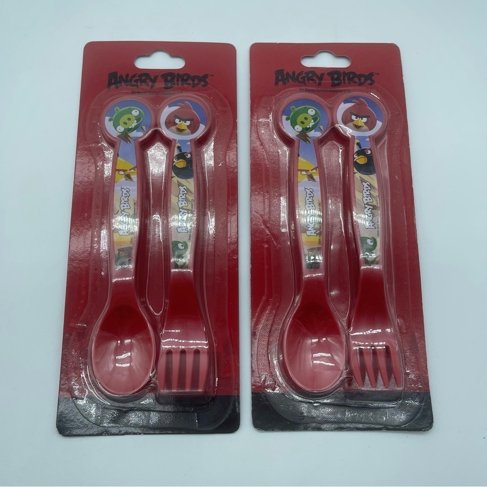 Angry Birds Plastic Ware Fork Spoon 2 Sets Red